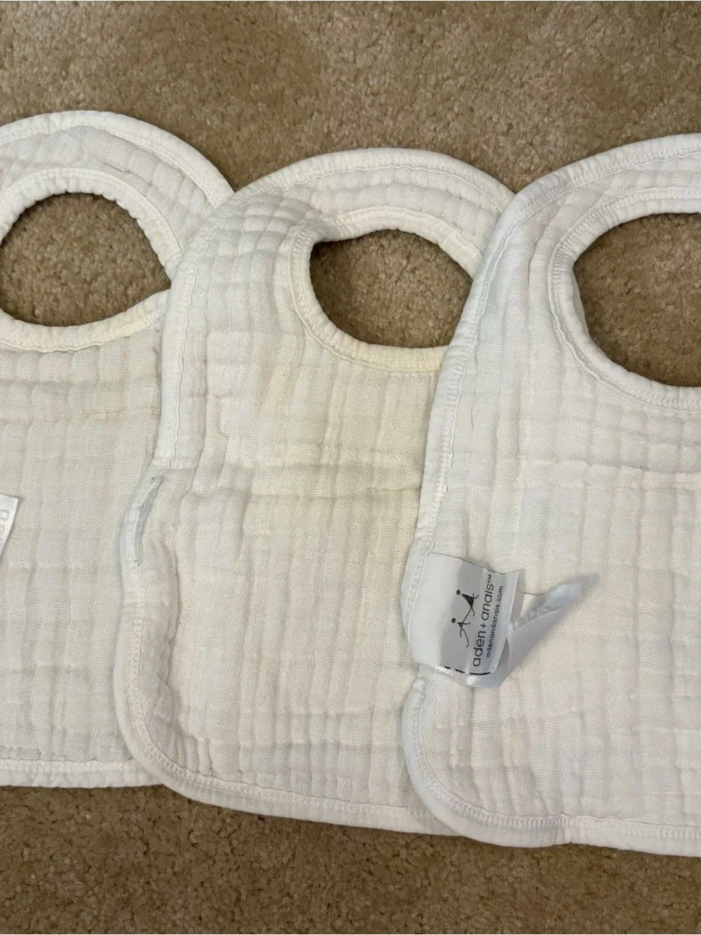 Aden & Anais Soft Muslin Baby Bibs Lot of (8) - Light Blue & White
